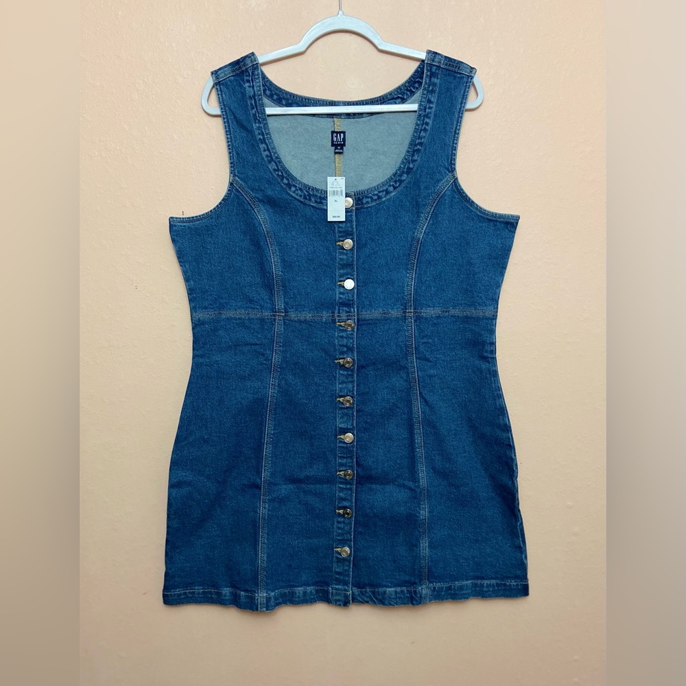 GAP Factory Denim Button-Front Mini Dress